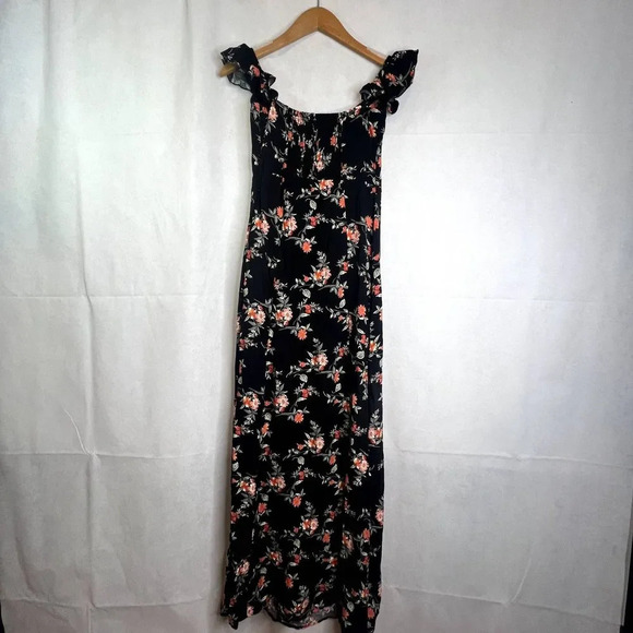 Ambiance Floral Flutter‎ Sleeve Maxi Dress Split Skirt Size Small - Picture 2 of 13